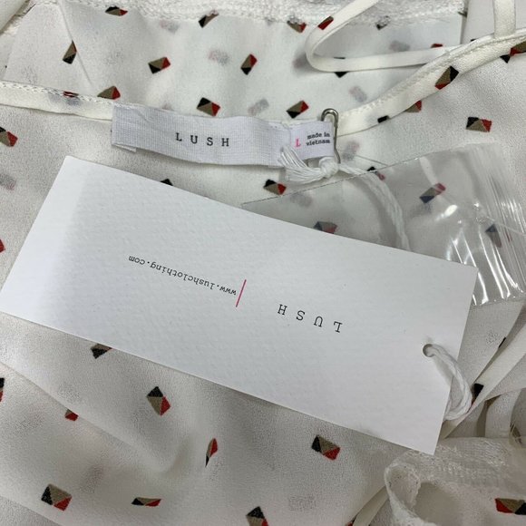 Lush Camisole Size Large Cream Button Front Lace - Picture 7 of 8